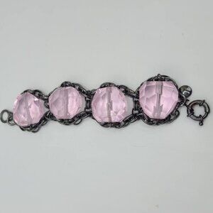 J Crew Oversize Pink/Purple Glass Chunky Bracelet